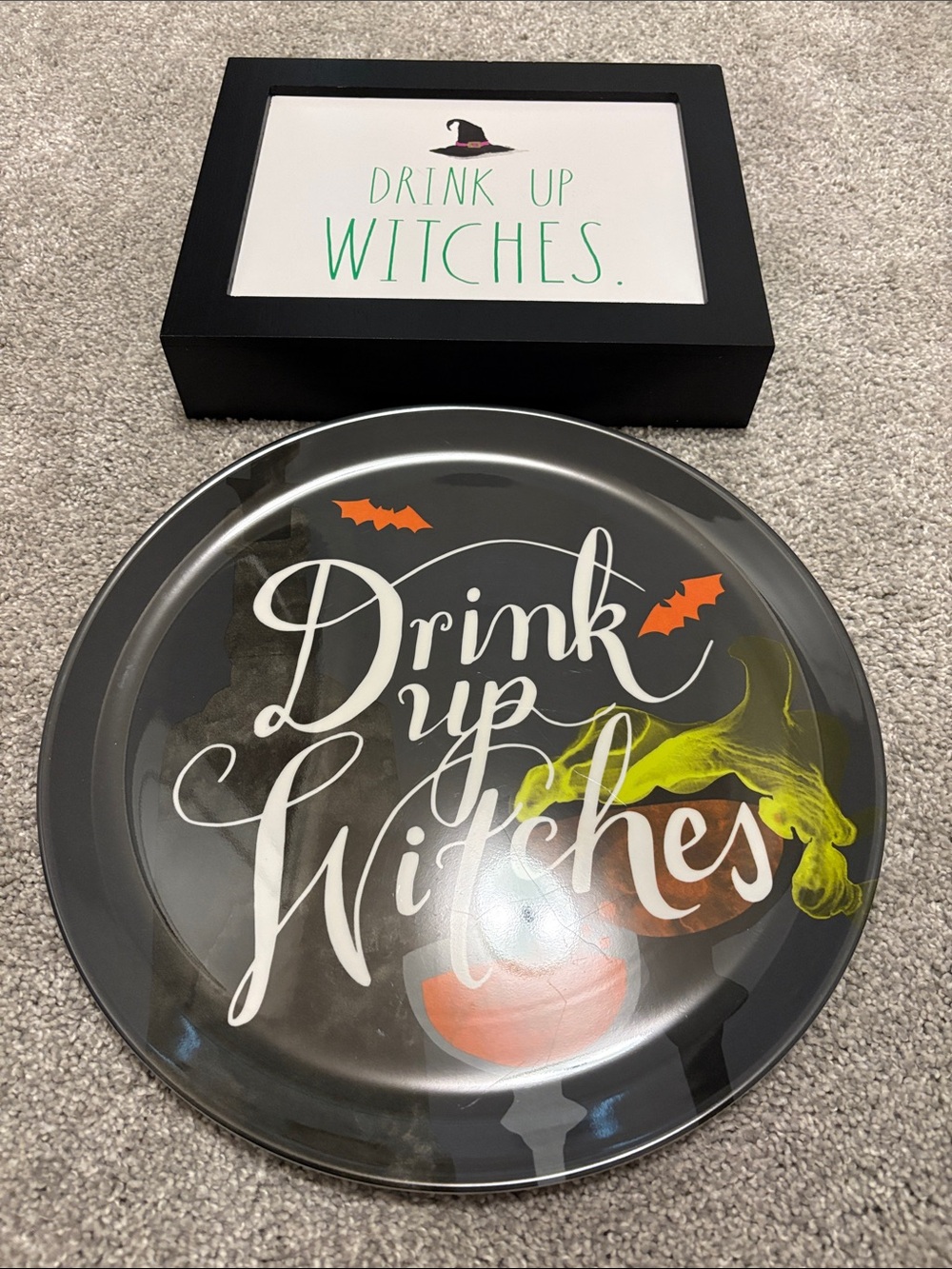 12 inch Halloween Plate & Rae Dunn Witch sign